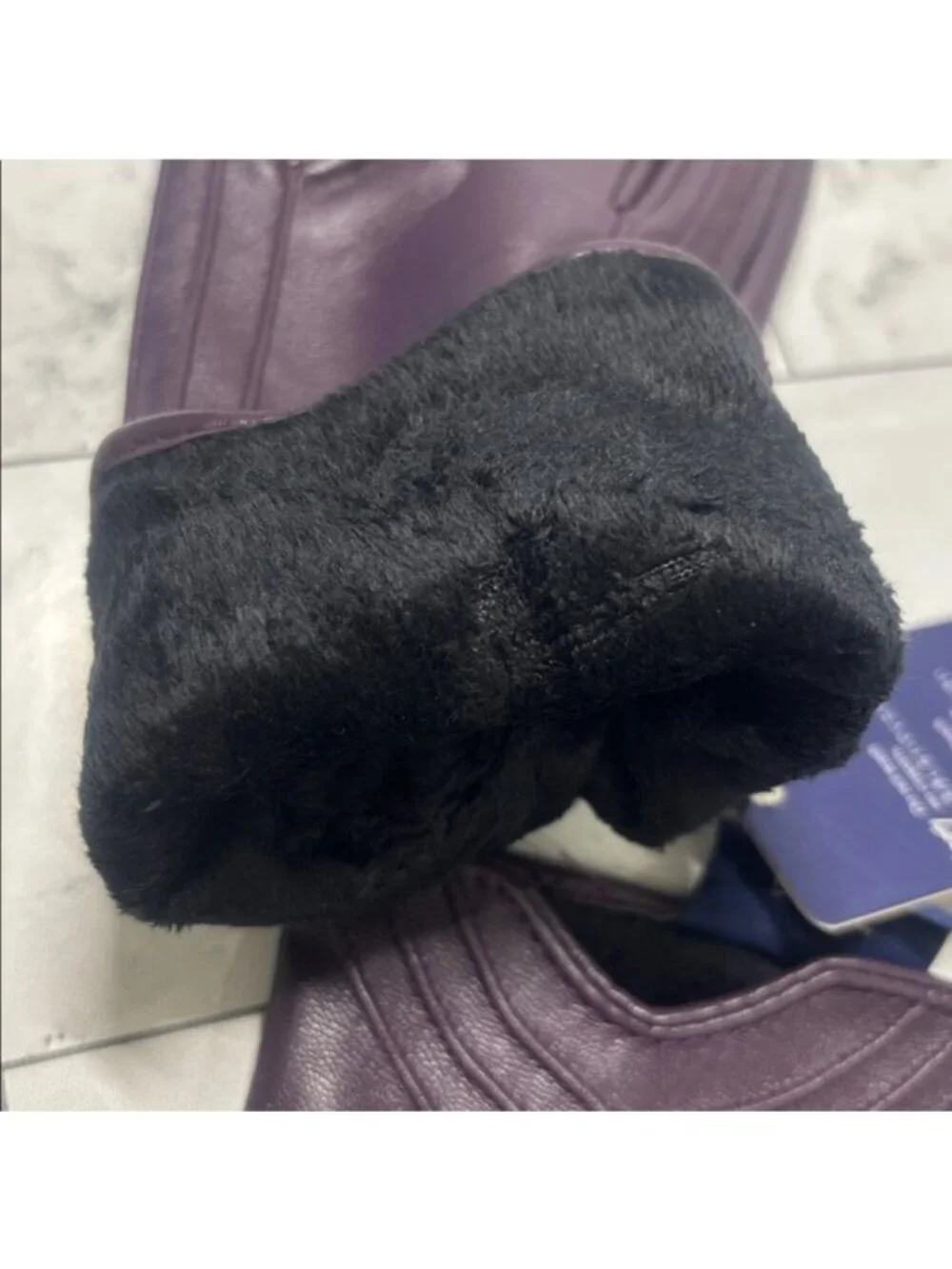 NWT Nappaglo Womens Purple Nappa Leather Fleece Lined Winter Gloves L LARGE